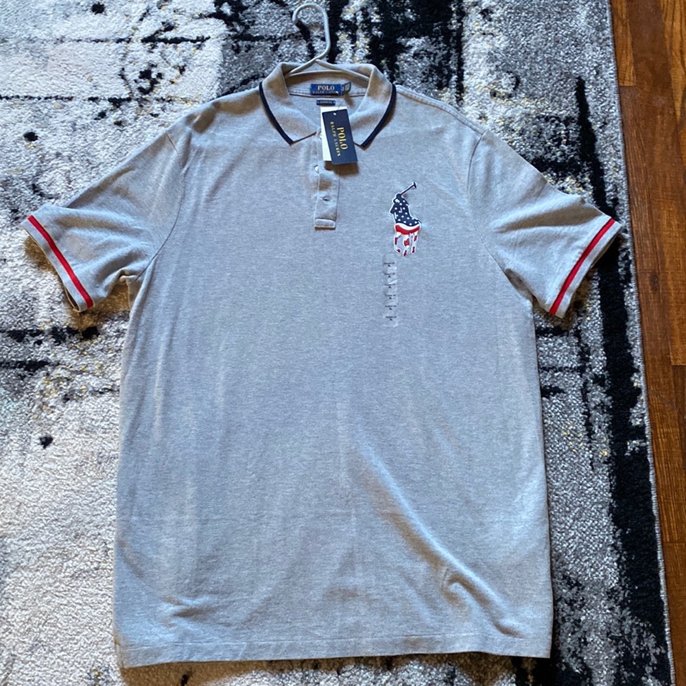New polo red white blue